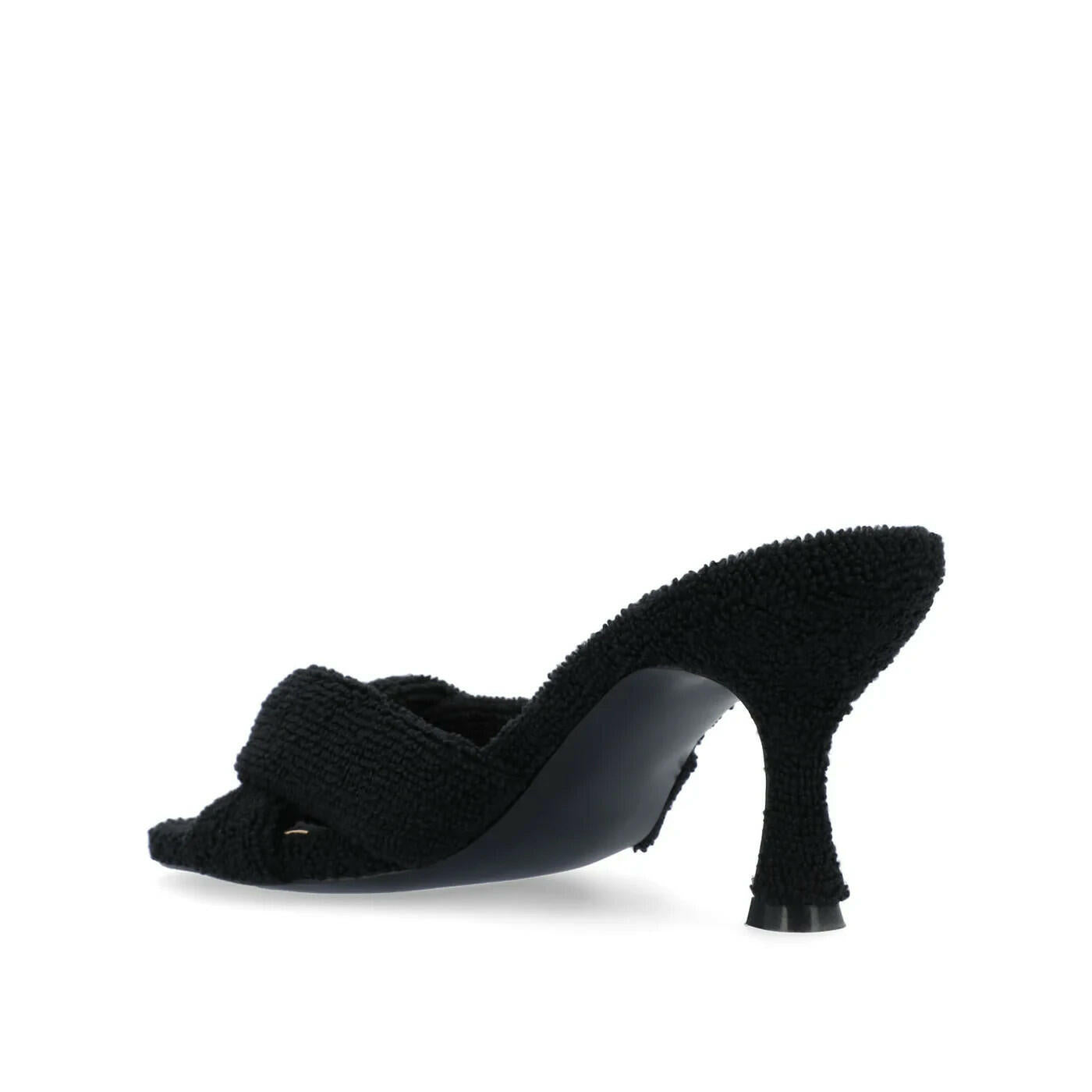 Mannon Backless Kitten Heel Sandals Black Terry Cloth Sz 7 MSRP $80