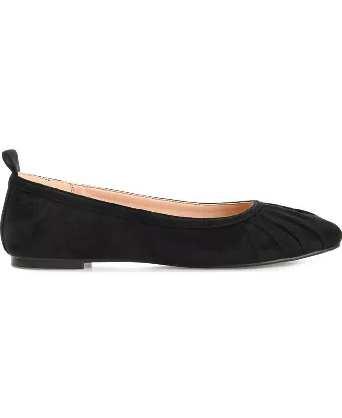 Journee Collection Tannya Ruched Ballet Flat Black 9 New $59