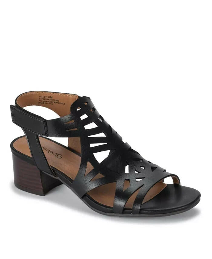 Baretraps Velvet Block Heel Sandal Black 7.5 New MSRP $75
