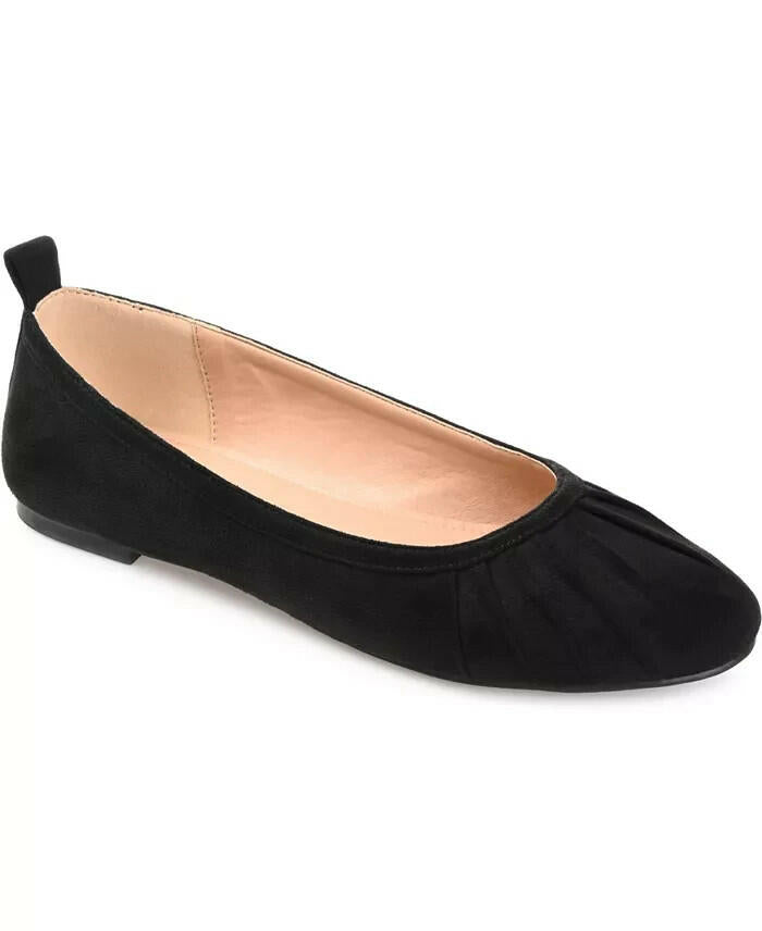 Journee Collection Tannya Ruched Ballet Flat Black 9 New $59