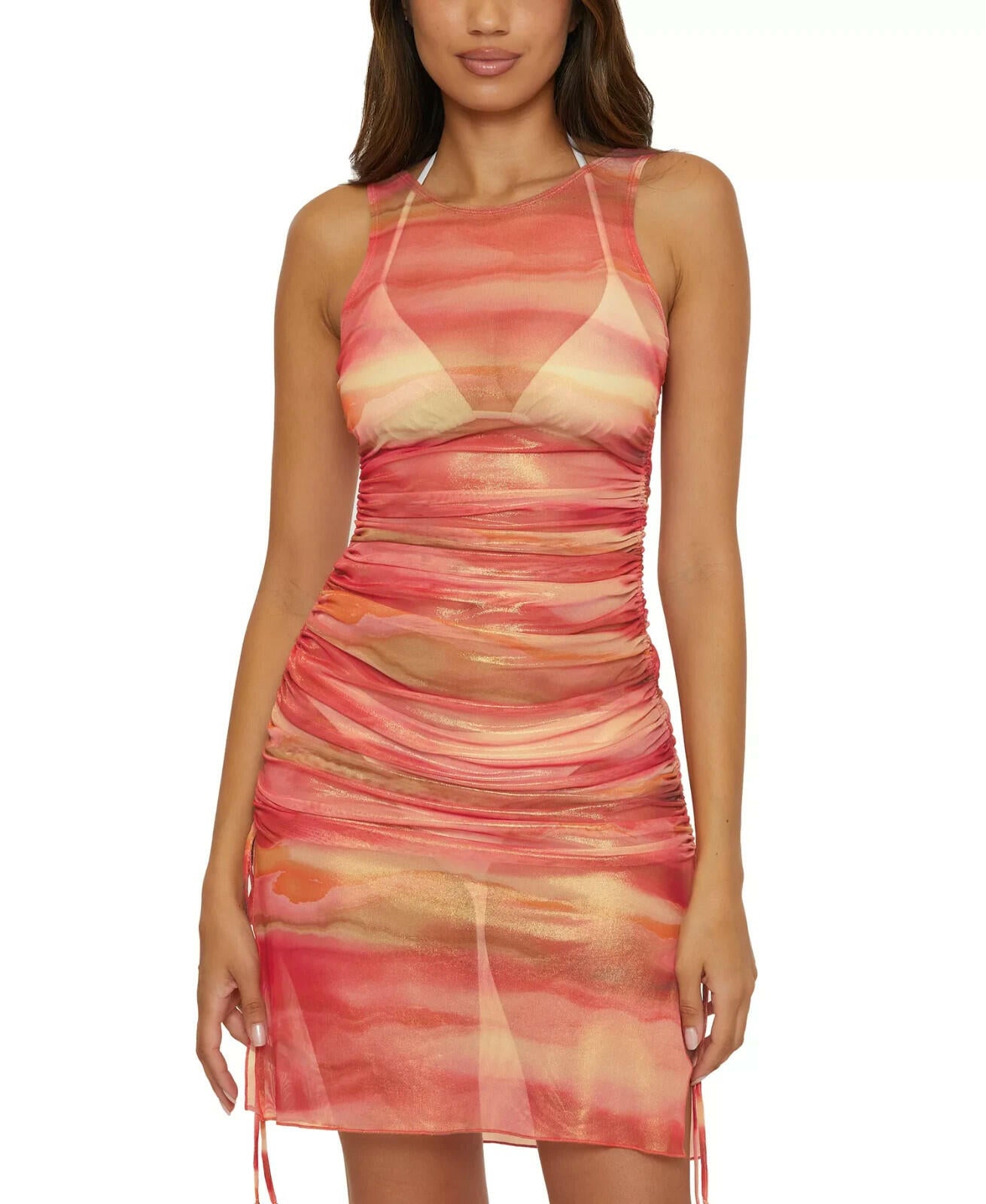 Becca Womens Reversible Stretch Mesh Cover Up Dress L MSRP $88