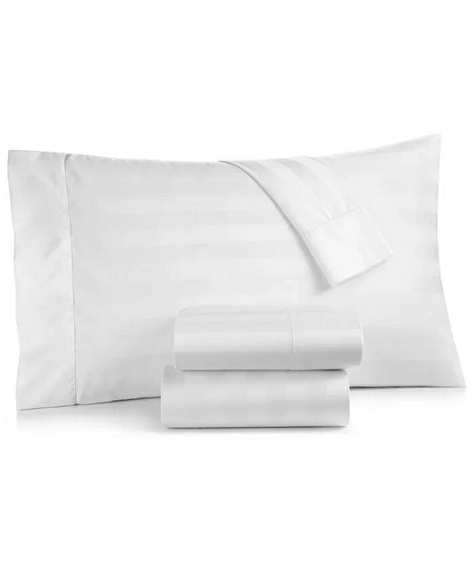 Charter Club 1.5" Stripe 550TC Cotton 4 Piece Sheet Set Full MSRP $120