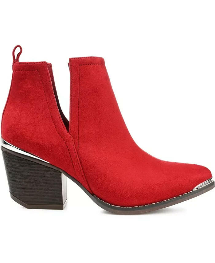 Journee Collection Issla Block Heel Western Bootie Red 9 New $89