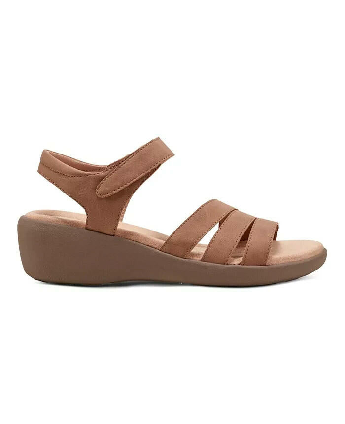 Easy Spirit Kenton Strappy Low Wedge Sandal Brown 8.5 New $69