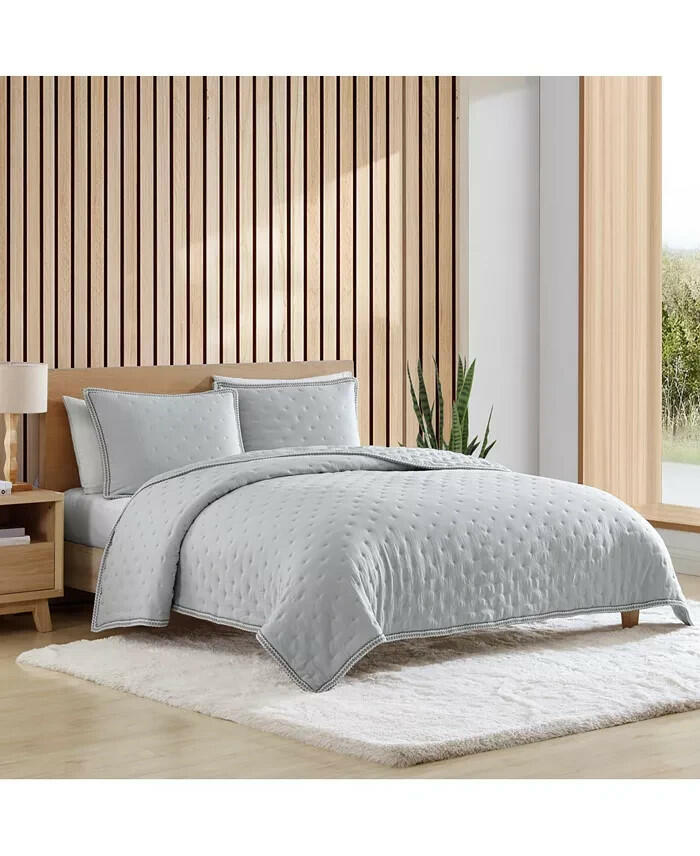 UGG Devon Braid 3 Piece Quilt Set King Gray Violet $160 MSRP