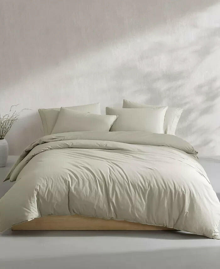 Calvin Klein Washed Percale Comforter Set King Absinthe Green MSRP $353