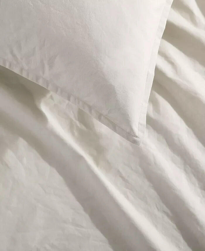 Calvin Klein Washed Percale Comforter Set Queen Light Beige MSRP $317