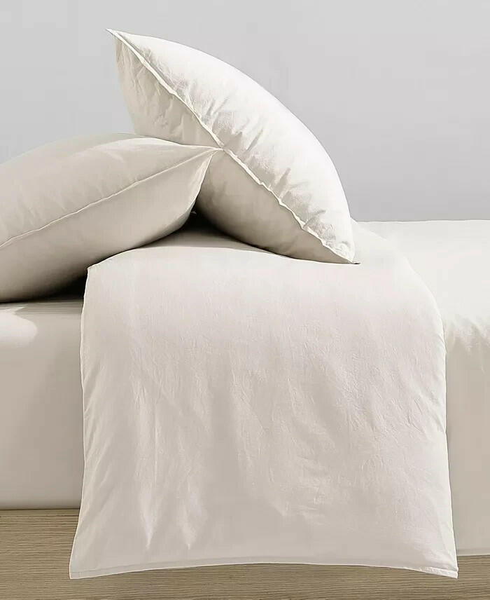 Calvin Klein Washed Percale Comforter Set Queen Light Beige MSRP $317