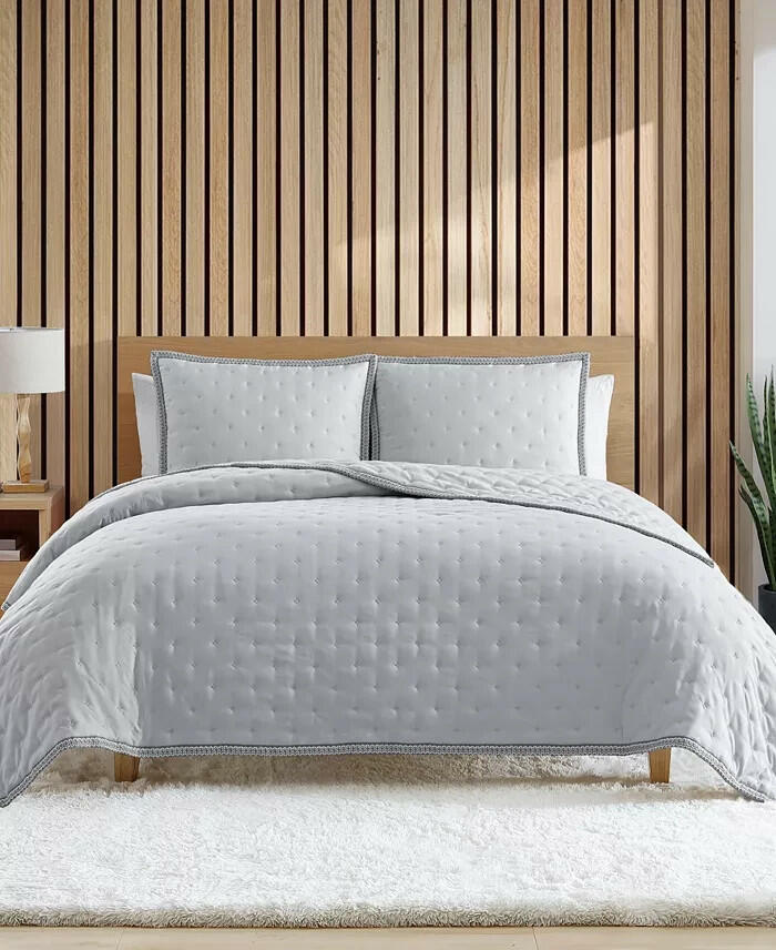 UGG Devon Braid 3 Piece Quilt Set King Gray Violet $160 MSRP