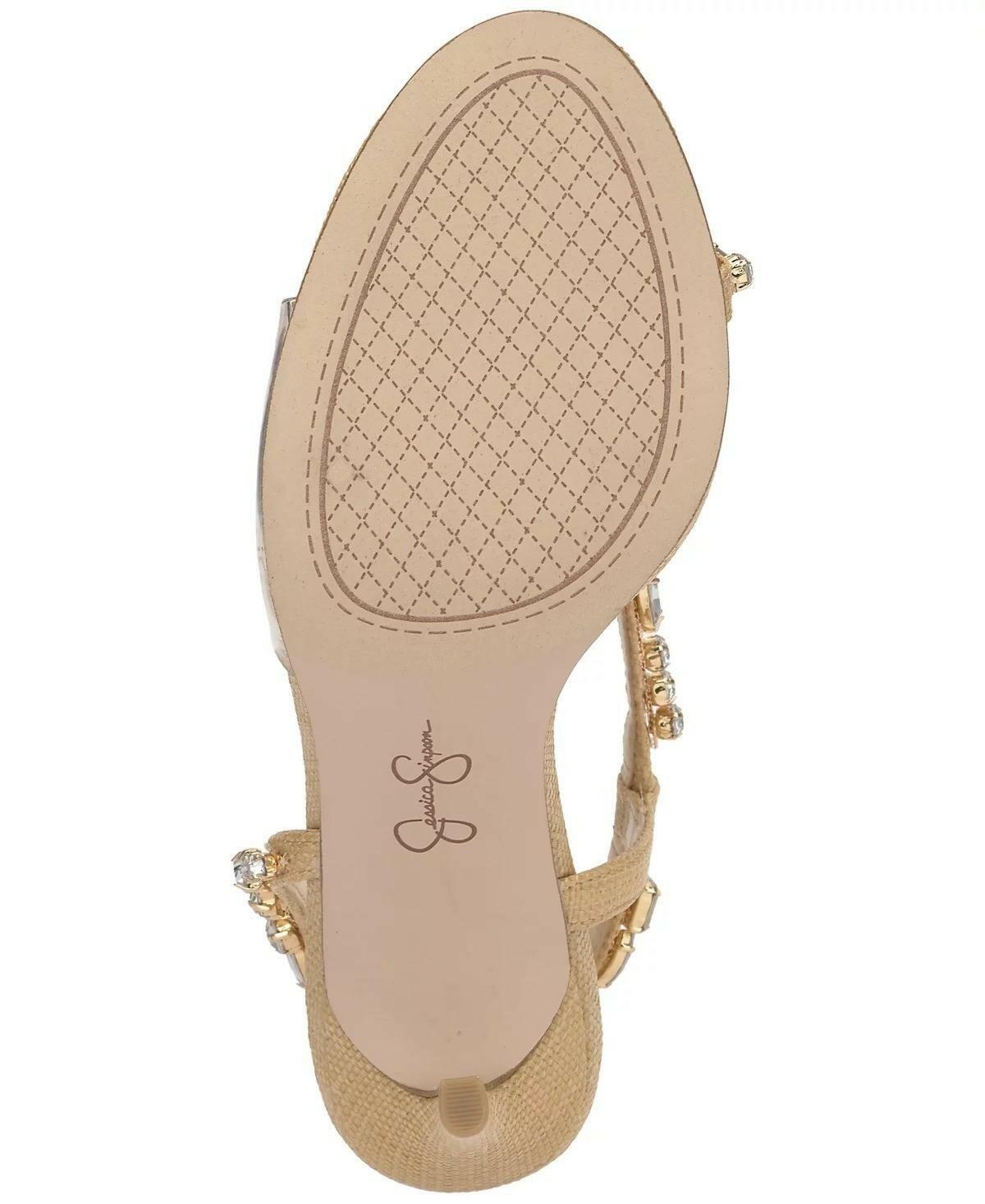 Jessica Simpson Jaycin Rhinestone Dress Strappy Stiletto 9.5 Heels Gold MSRP $99