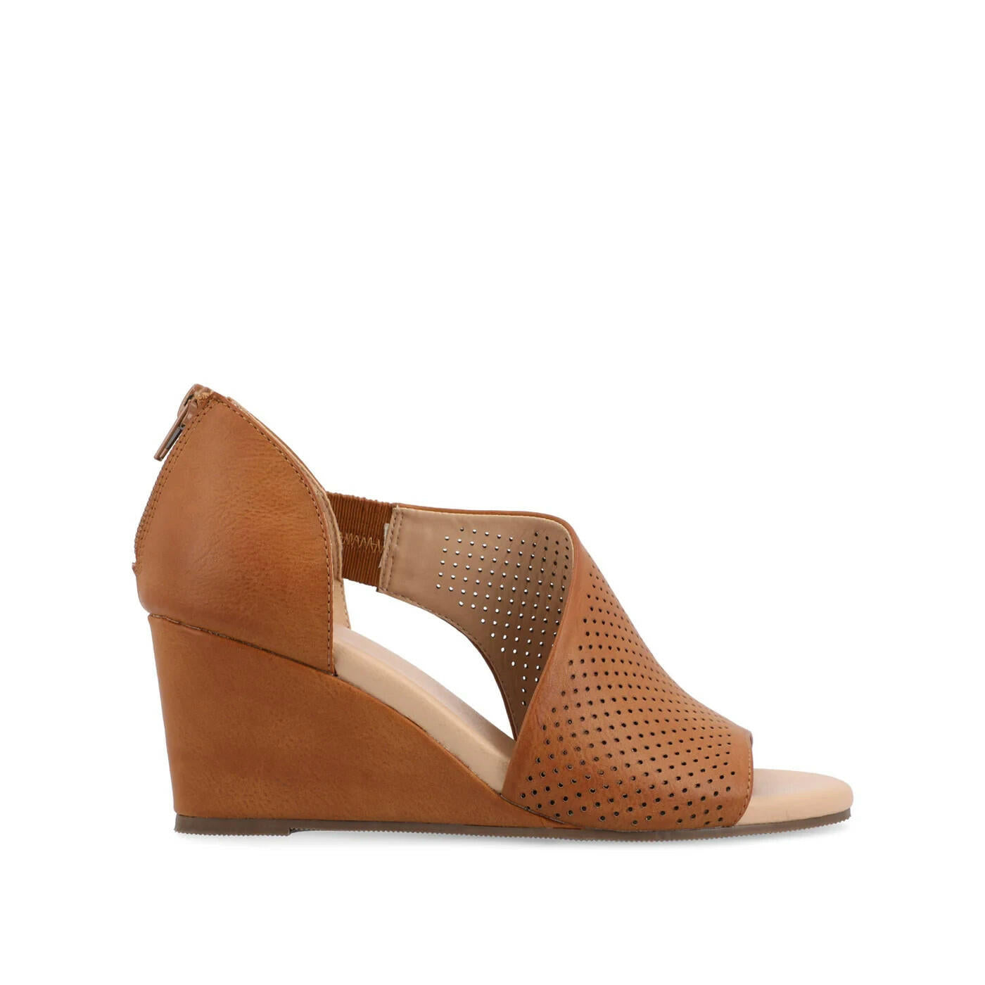 Journee Collection Aretha Wedge Heel Sandal 8.5 Brown New $75