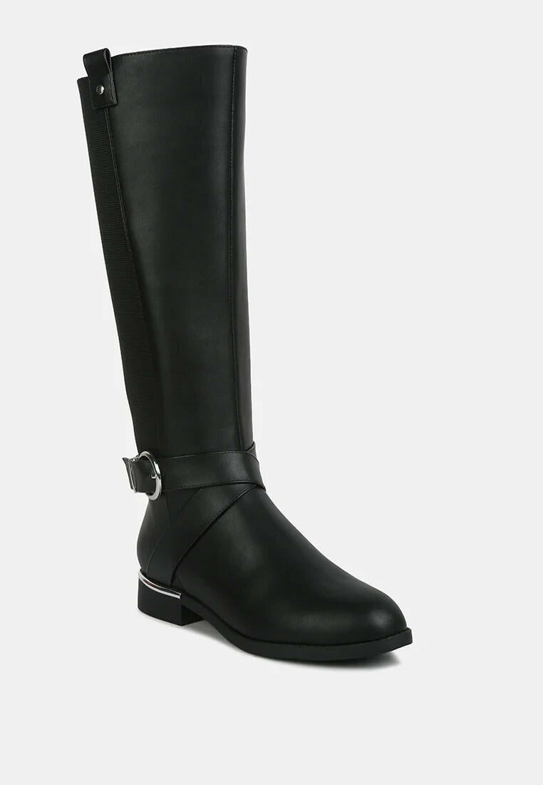 London Rag Womens Snowd Knee High Riding Boots Black Low Heel Size 9 $80