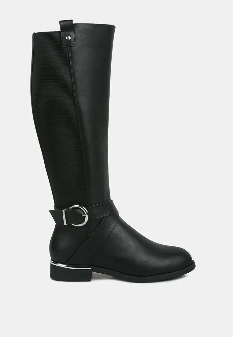 London Rag Womens Snowd Knee High Riding Boots Black Low Heel Size 9 $80
