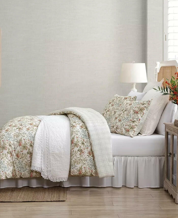 Laura Ashley Bramble Floral Reversible Comforter Set Twin MSRP $250