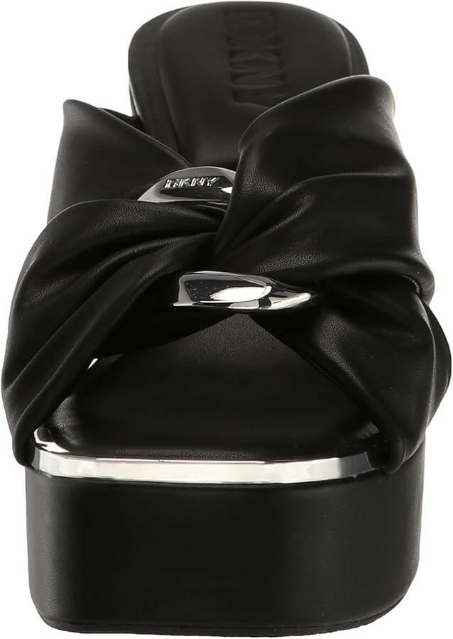 DKNY Maryn Chain Twist Wedge Sandal Black 8.5 New MSRP $119