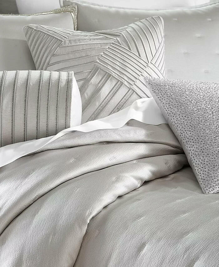 Hotel Collection Glint 3 Piece Coverlet Set Full Queen Silver $430