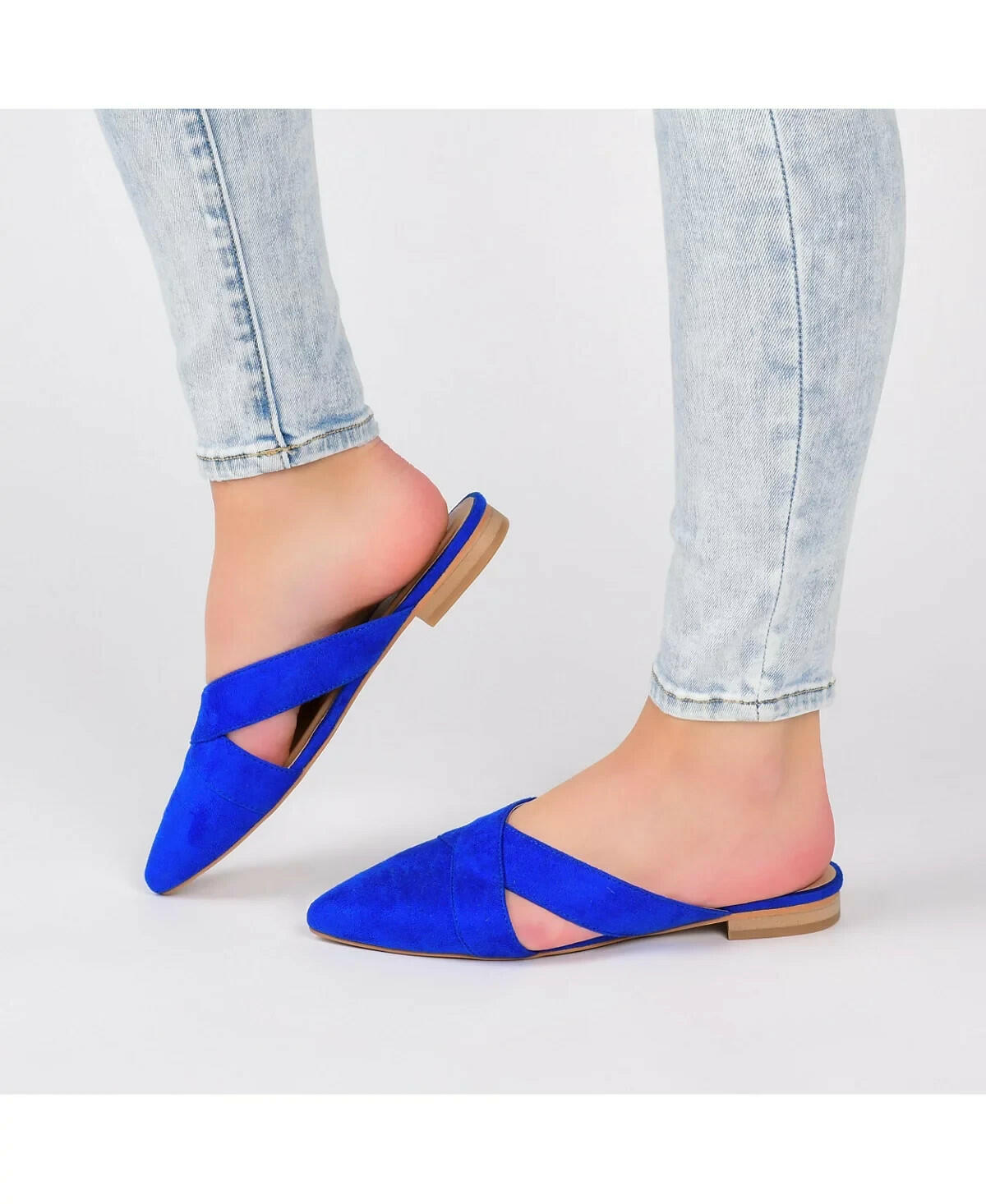 Journee Collection Women's Giada Faux Suede Slip-On Mules Blue 8 MSRP $49