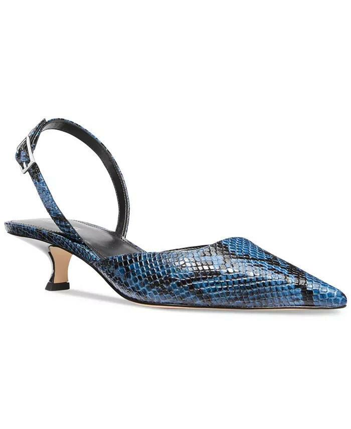 Michael Kors Luna Kitten Sling Pumps Blue Snake Size 6 MSRP $149