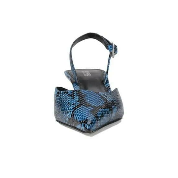 Michael Kors Luna Kitten Sling Pumps Blue Snake Size 6 MSRP $149