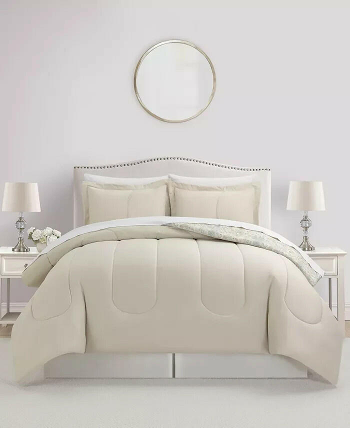 Sunham Evelyn 8-Pc Comforter Set Light Blue Beige  $100