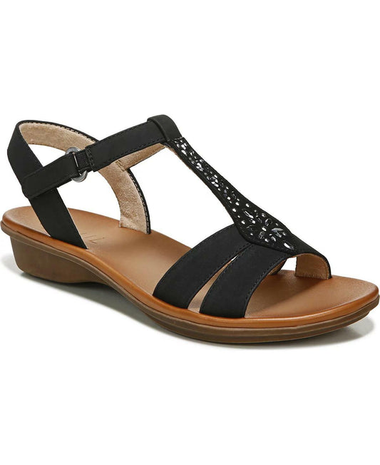 Soul Naturalizer Women's Summer Faux Nubuck Ankle Strap Sandals, Black Size 9M