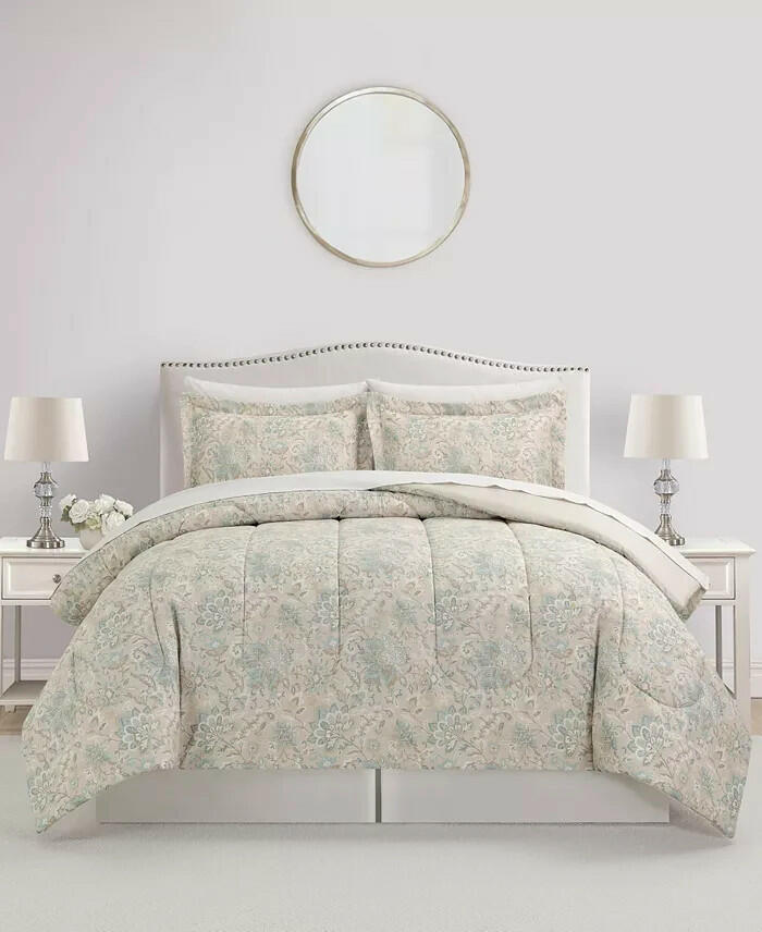 Sunham Evelyn 8-Pc Comforter Set Light Blue Beige  $100