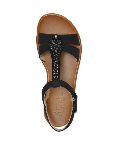 Soul Naturalizer Women's Summer Faux Nubuck Ankle Strap Sandals, Black Size 9M