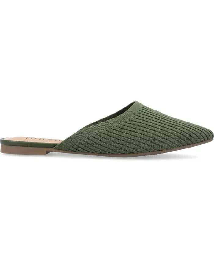 Journee Collection Women's Aniee Knit Fabric Mule Flats olive 8 .5 Wide MSRP $79