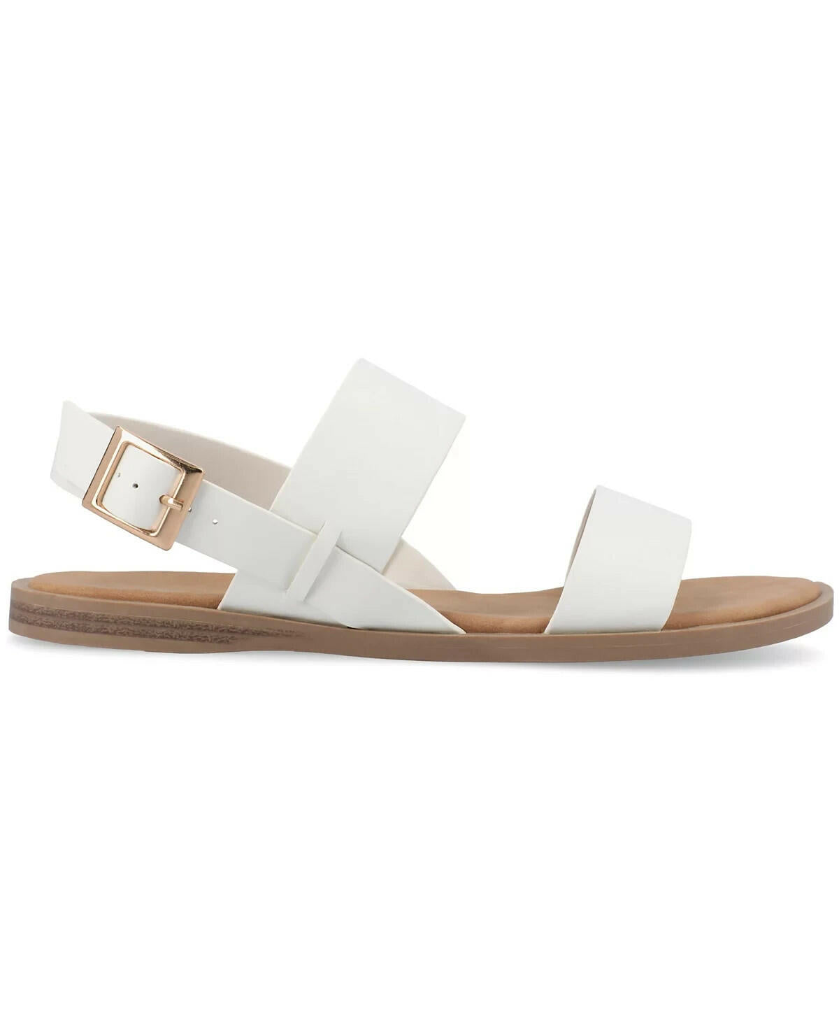 Journee Collection Womens Lavine Double Strap Sandals White 8W MSRP $59
