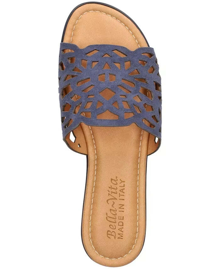 Bella Vita Womens Cas Italy Slide Sandals Navy Size 5 New $100