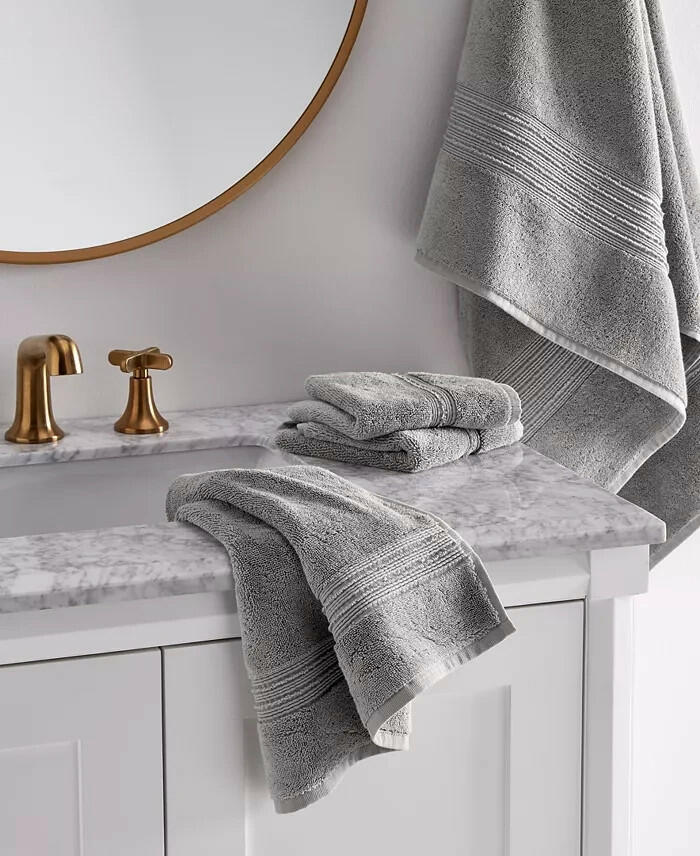 Hotel Collection Turkish Cotton 6 Piece Bath Towel Set Gray Steel $200