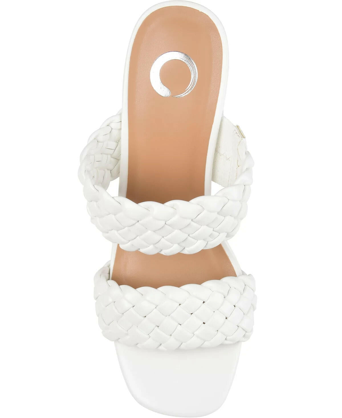 Journee Collection Womens Melissa Woven Sandals White 9W Block Heel MSRP $59