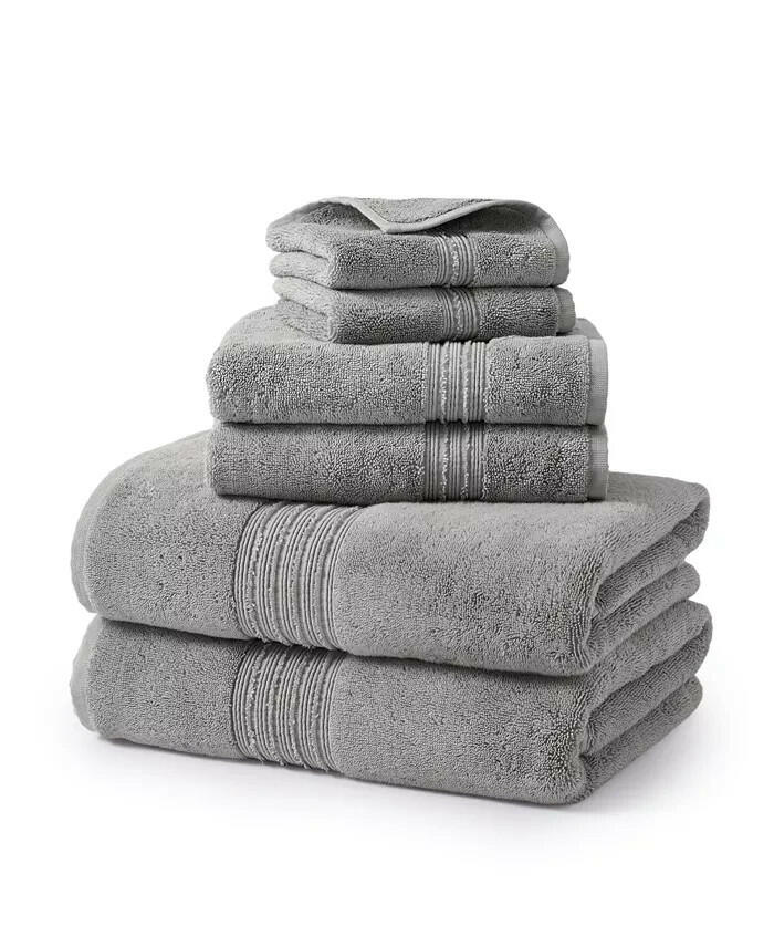 Hotel Collection Turkish Cotton 6 Piece Bath Towel Set Gray Steel $200
