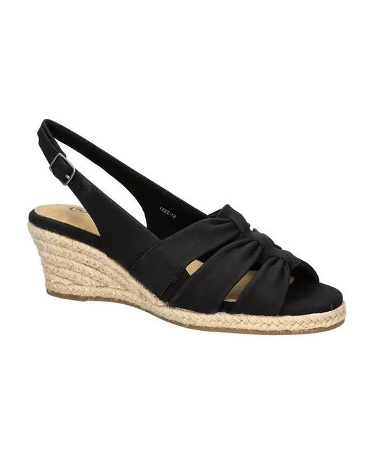 Bella Vita Women Cheerful Slingback Espadrille Wedge Sandals US 6.5 Black $90