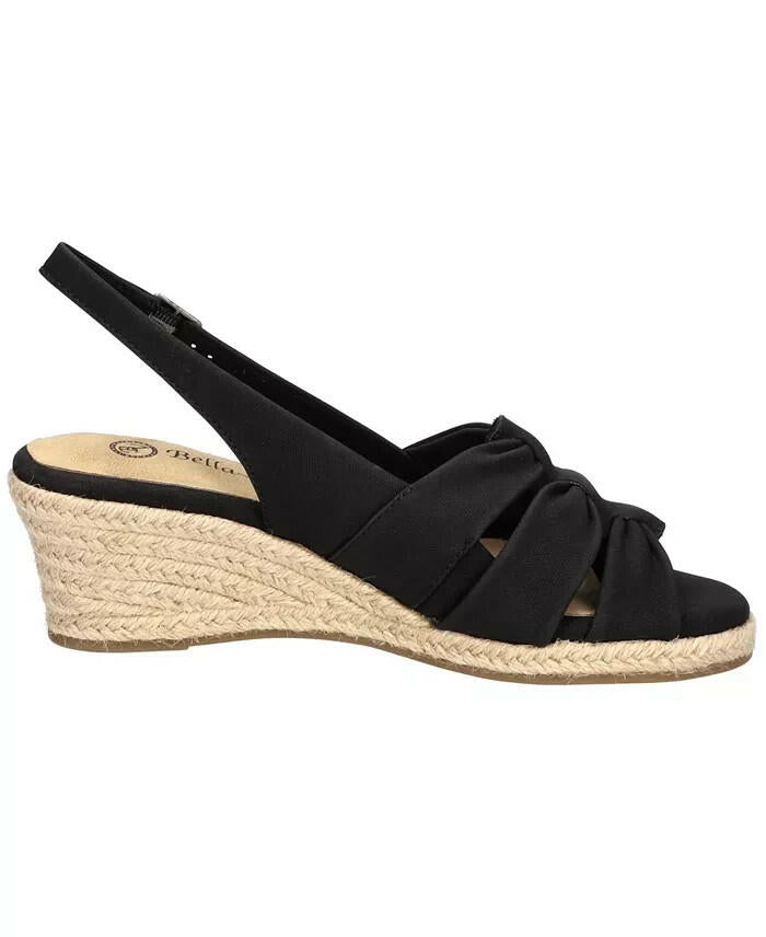 Bella Vita Women Cheerful Slingback Espadrille Wedge Sandals US 6.5 Black $90