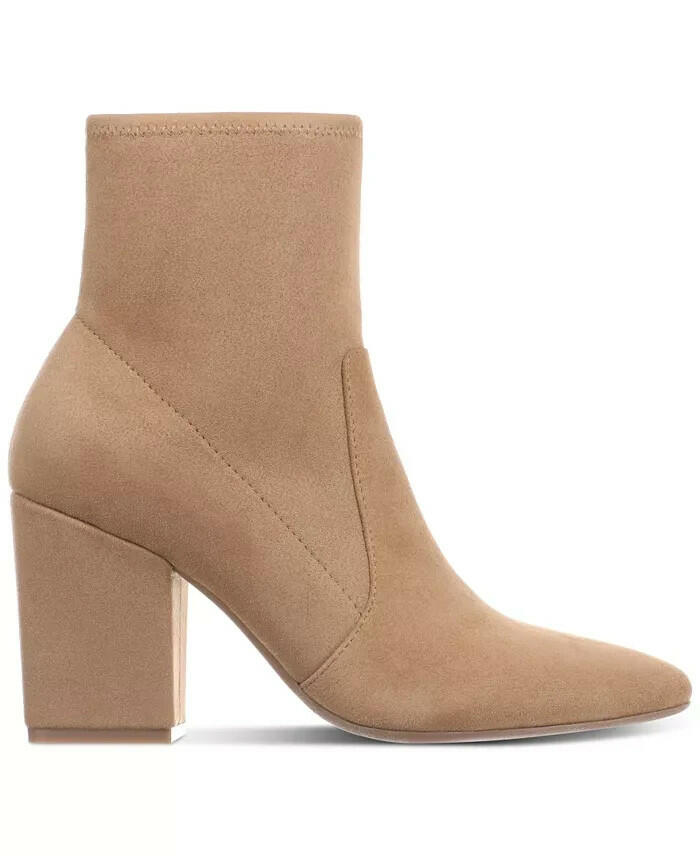 On 34th Lydiaa Pointed Toe Block Heel Booties Camel 10.5 Zip Up $98