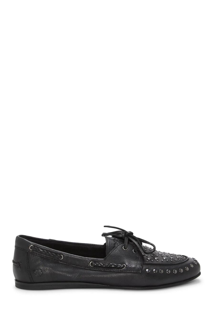 Lucky Brand Womens Timini Leather Boat Shoes Black 8.5 New $98