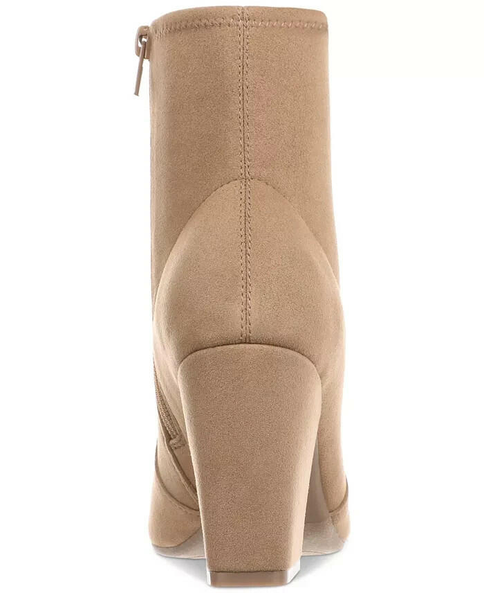 On 34th Lydiaa Pointed Toe Block Heel Booties Camel 10.5 Zip Up $98