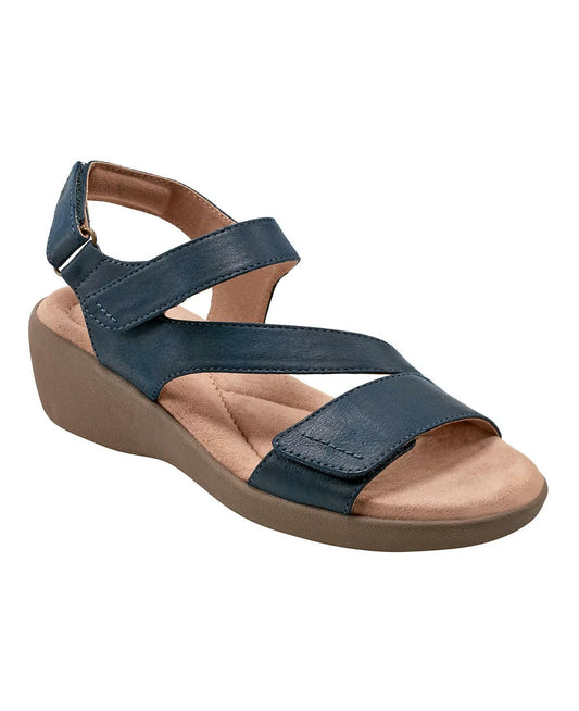 Easy Spirit Womens Kimberly Strappy Low Wedge Sandals Blue 8 MSRP $69