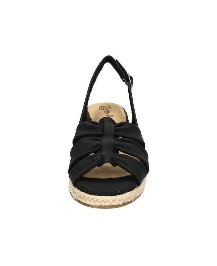 Bella Vita Women Cheerful Slingback Espadrille Wedge Sandals US 6.5 Black $90