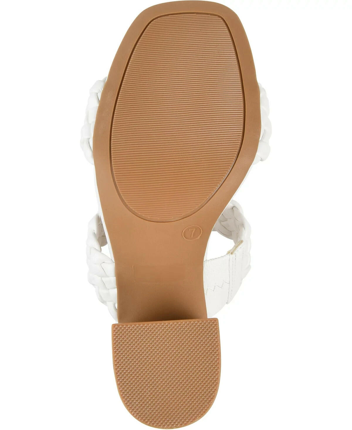 Journee Collection Womens Melissa Woven Sandals White 9W Block Heel MSRP $59