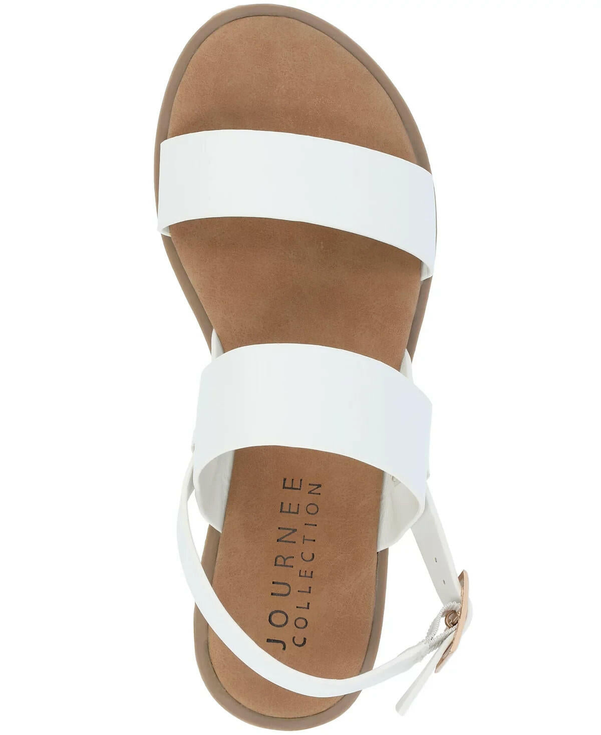 Journee Collection Womens Lavine Double Strap Sandals White 8W MSRP $59