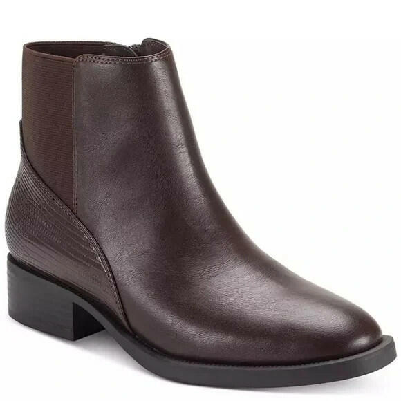 Style & Co Edwinaa Gore Ankle Booties Brown Size 7.5 Memory Foam $79