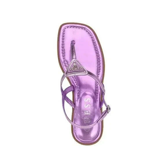 GUESS Rainey Logo T Strap Flat Sandals Dark Pink Purple Size 10 $100