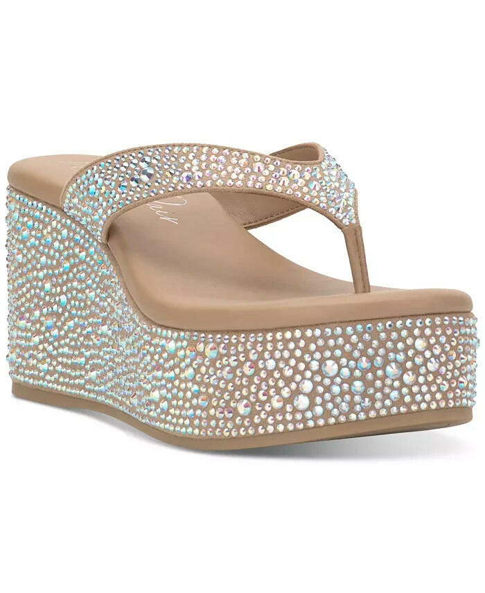 Wild Pair Womens Loli Rhinestone Platform Sandals Nude Tan 10 New $89