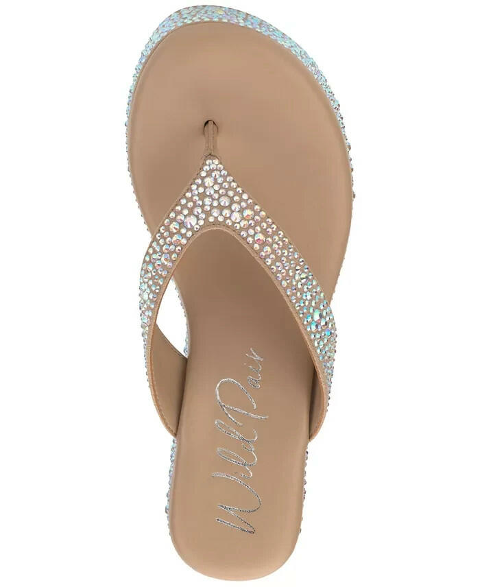 Wild Pair Womens Loli Rhinestone Platform Sandals Nude Tan 10 New $89