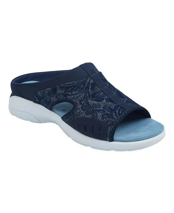 Easy Spirit Traciee Lightweight Flat Easy On Sandal Blue 8 Wide New $69