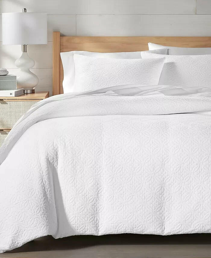 Charter Club Lattice Medallion Full Queen Comforter Set Cotton White $250