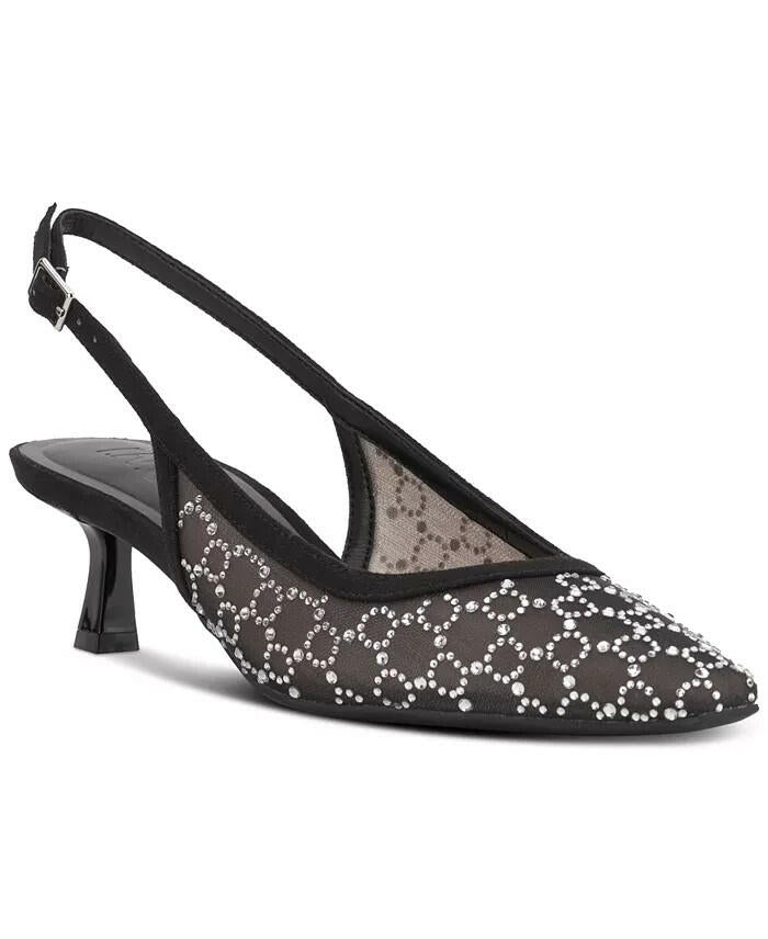 INC Gemini Mid Heel Slingback Pumps Black Mesh Size 5.5 MSRP $79