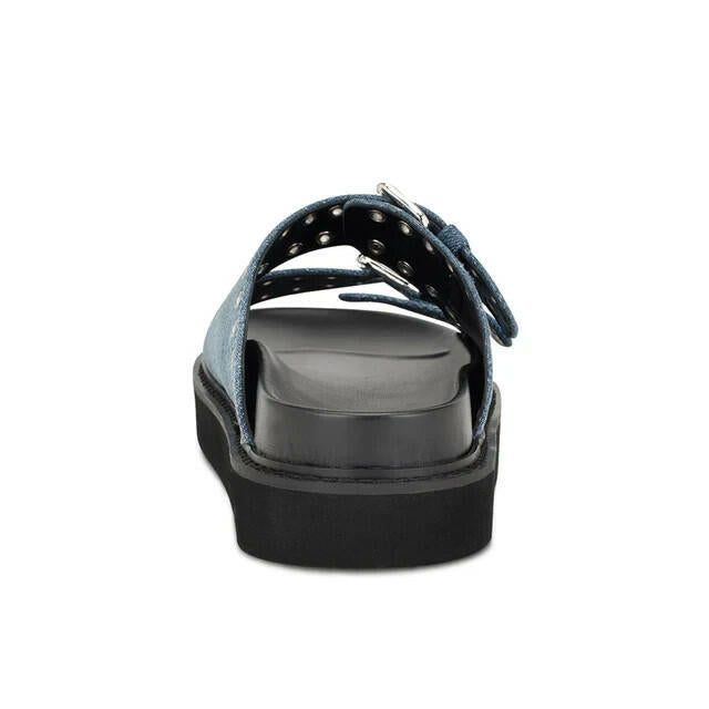 Nine West Womens Eleny Buckle Slide Sandals Denim Blue 8.5 New $80